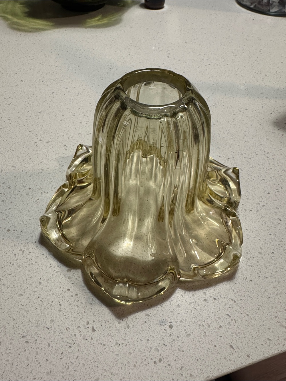 Vintage Amber Glass Flower lamp shade/ glass